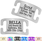GoTags Slide-On Pet ID Tags, Personalized Dog and Cat Collar Tags, Silent, No Noise Tags Made of Stainless Steel, Custom Engraved