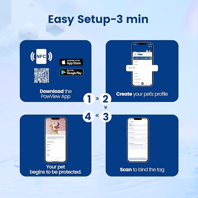 Dog ID Tag with QR Code & NFC, Silent Silicone Dog Name Tags Personalized for Pets- Scan QR for Instant Location Alert, Emergency Contact and Modifiable Pet Profile (White)