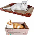 Cat Scratcher Bed 30 Inch Cat Couch Scratcher &17.5 Inch Cat Scratch Box with Refillable Scratch Pad Cat Scratchers for Indoor Cats Durable Extra Large Cats Lounge Furniture Protector