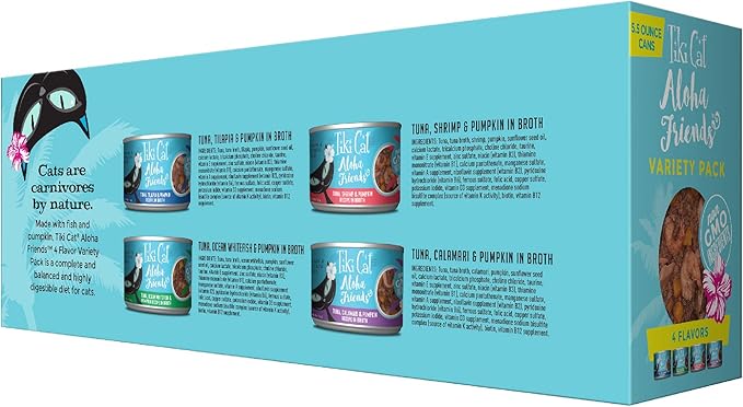 Tiki Cat Aloha Friends Tuna Wet Food Variety Pack, 5.5 oz., Count of 8
