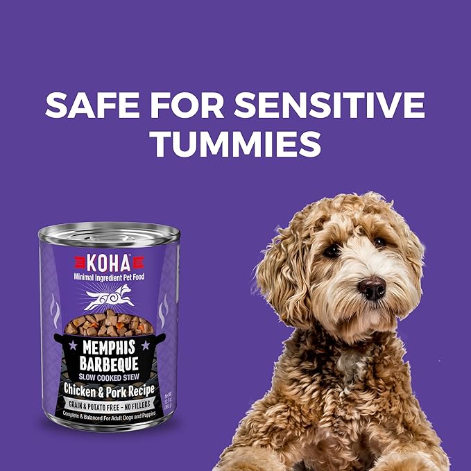 KOHA Memphis BBQ Stew for Dogs with Chicken and Pork, High Protein Wet Dog Food, 12.7oz Cans (Case of 12)