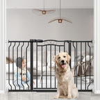 29.5-53.1" Extra Wide Baby Gate for Stairs No Drilling, 30" Tall Auto Close Press Mounted Baby Gate for Doorways, Adjustable Width Walk Through Dog Gates for Doorways, Black
