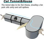 Pet 4-in-1 Cat Tunnel, Carrier, House & Scratcher – Detachable and Combinable – Indoor Beds, Outdoor Use, Cat Toys & Furniture (Gray)