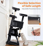 Made4Pets Cat Tree Tower 56" Cat Tower for Indoor Cats Kitten Tree Multi-Level Cat Tree with 2 Condo Furniture Activity Center with Scratching Posts Funny Toys (Black)