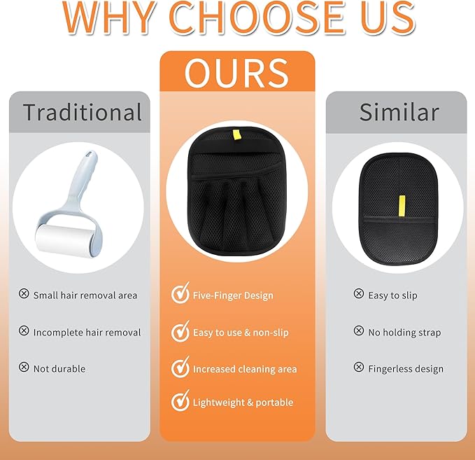 2 PCS Pet Hair Remover Glove Reusable cat and Dog Hair Remover Static dehairing Gloves for Sofas, Furniture, Carpets, car Seats, pet Grooming cat and Dog dehairing Tools