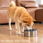 2L No Spill Water Bowl for Dogs, Double-Wall Stainless Steel with Splash-Proof Paws Lid and Floating Disk, Non-Slip Base, Easy to Clean Slow Water Feeder for Small Medium Dogs