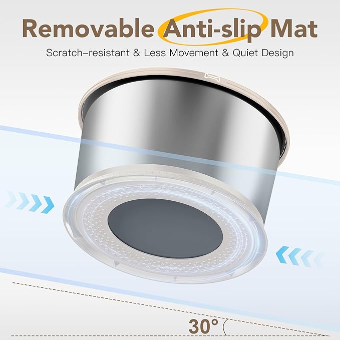 4.5L/1.2Gal Dog Water Bowl, No Spill Stainless Steel Slow Water Bowl for Medium Large Dogs, Large Capacity Splash Proof Slow Drinking Water Bowls with Anti-Slip Mat for Mess Drinkers, Beige