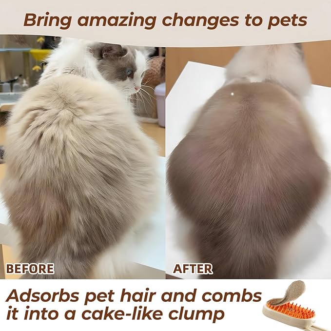 4-in-1 Multi-Functional Pet Hair Removal Tool - Steam Deshedding Brush with Shedding, Cleaning, Massage & Combing Features, Dog Brush for Shedding and Cat Brushes for Indoor Cats with Shedding - White