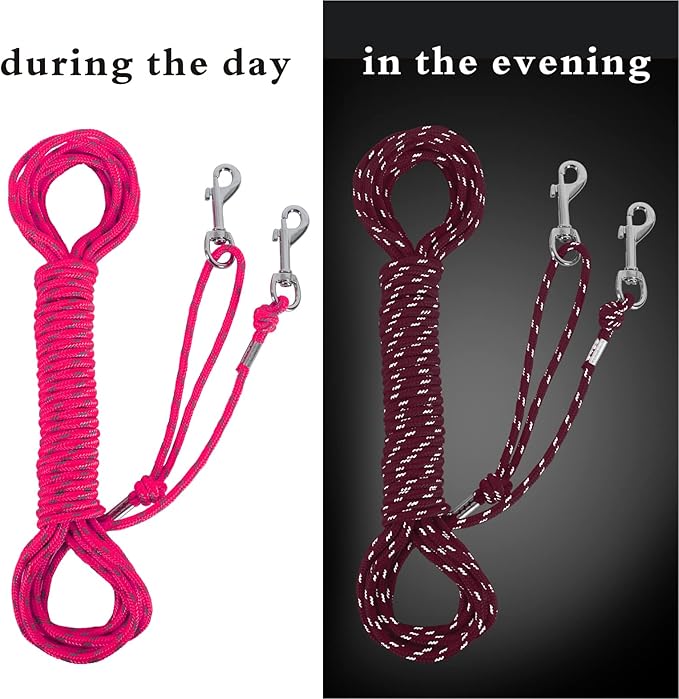 Reflective Cat Leash -30FT Cat Cable Out Escape Proof Walking Yard Long Durable Safe Leash Traning Play Outdoor for Puppies/Kittens/Small Animals(Hotpink)