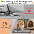 Dog Food Mat - Silicone Dog Mat for Water - 19" x 12" Pet Feeding Mats with Residue Collection Pocket - Waterproof Cat Bowl Mat with High Edges to Prevent Water Food Spills (Gray)