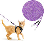 Rypet Reflective Cat Long Leash - 50 FT Escape Proof Walking Leads Yard Long Leash Durable Safe Personalized Extender Leash Traning Play Outdoor for Kitten, Puppy, Rabbit and Small Animals(Purple-L)