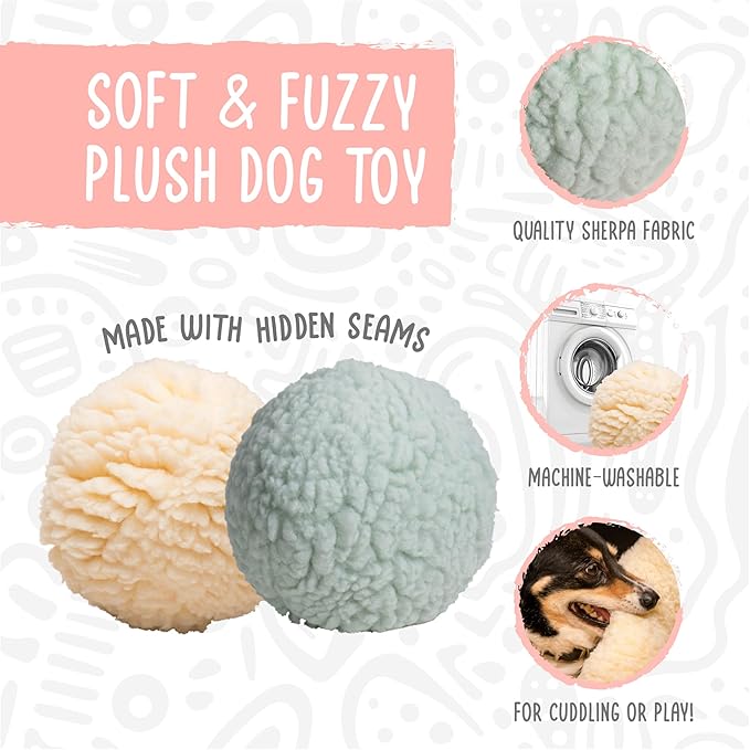 HuggleHounds Plush Ball Dog Toy - Dog Fuzzy Ball Toy, Durable Stuffed Soft Plush for Small and Large Breeds - 4" HuggleFleece, Small