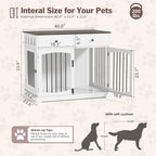 40 Inch Furniture-Style Dog Crate-Multipurpose Wood Pet Crate Furniture with Double Doors,2 Drawers, Decorative Dog House Indoor for Smal/Medium Dogs, White Finish