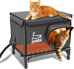 Rugged Heated Cat House for Outdoor Cats in Winter, Extremely Insulated & 100% Weatherproof, Elevated Feral Cat Shelter with Waterproof Eaves & Safe Escape Door for Stray & Barn Cats