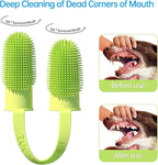 Finger Toothbrush 2 Pack - 135 Surround Bristles for Dog Teeth Cleaning, Pet Dental Care for Puppies, Cats and Small Dogs (Pink and Green)