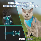 Cat Harness and Leash Set Escape Proof for Kitten Walking, Soft Adjustable Top Handle Vest Harnesses for Cats, Easy Control Breathable Reflective Small Medium Large, Blue,M