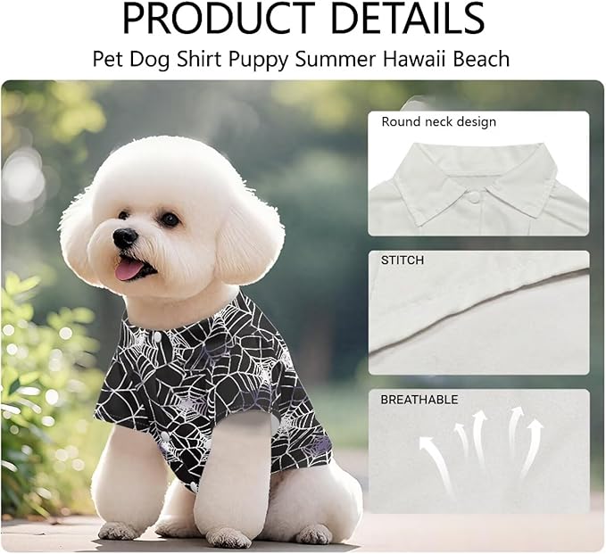 Spider Web Dog Shirts Girl Boy Puppy Clothes Cat T Shirt Soft Short Sleeve Tee Shirts for Medium Dogs Girls Lightweight Chihuahua Yorkie Shih Tzu Pomeranian Halloween Outfits for Party