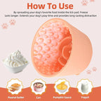 Dog Slow Feeder Lick Bowl, Non-Slip Dog Licking Treat Dispenser, Slow Feeder Bowls for Small Medium Large Breed Dogs, Anxiety Relief & Anti-Choking, BPA Free Silicone (Light Orange, 1.6 Cup)