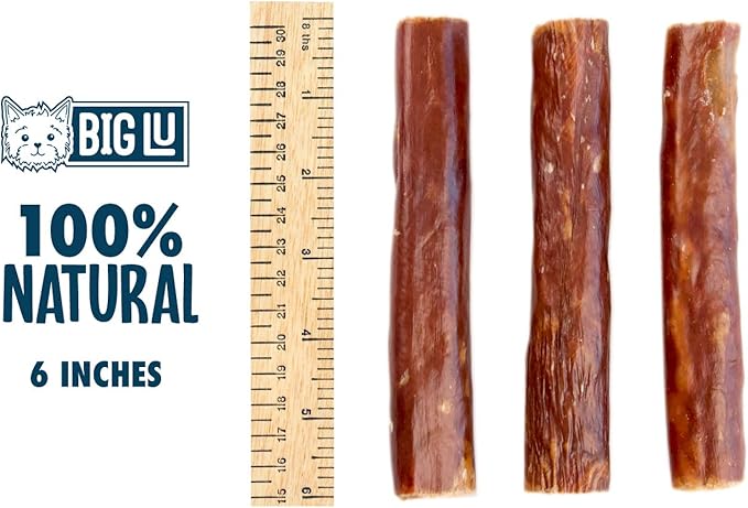 Big Lu - 6-Inch Stuffed Gullet Sticks, 10 Count, Premium Beef Dog Treats, All-Natural, High-Protein, Easily Digestible Chews for Dogs, Supports Dental Health and Joint Mobility