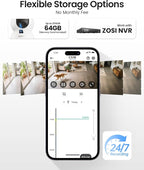 ZOSI 4K Indoor Security Camera, C518 WiFi Pan/Tilt Pet/Dog/Baby Plug-in IP Camera, Auto Tracking, AI Human/Face/Pet Detection, 360° View, Night Vision, 2-Way Audio, 5GHz/2.4GHz WiFi, 64G Memory Card