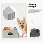 Dog Toy Basket with Lid, Dog Basket for Toys, Dog Toy Box with Cotton Rope Handles, Collapsible Storage Bins for Dog Toys, Dog Storage Organizer, Gray