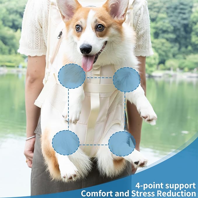 Dog Front Carrier Backpacks for Small Dogs, Legs Out Pet Carrier Sling Backpack with Adjustable Padded Ventilated Shoulder Straps, Easy-Fit for Traveling Hiking Camping