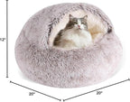 HYQ Small Dog Bed, Cat Beds for Indoor Cats Washable, Cozy Cat Cave Bed, Non-Slip Cat Beds, Calming Dog Bed with Hooded Cover, Dog Bed with Cover for Small Medium Pets (Coffee, 20×20 Inch)