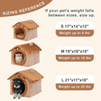 JIUPETY Cute Small Dog House Indoor, Foldable House Kennel Bed Mat with Cushion, L Size Tent Up to 25 Lbs, Dog Cave Bed with Non-Slip Bottom, Brown