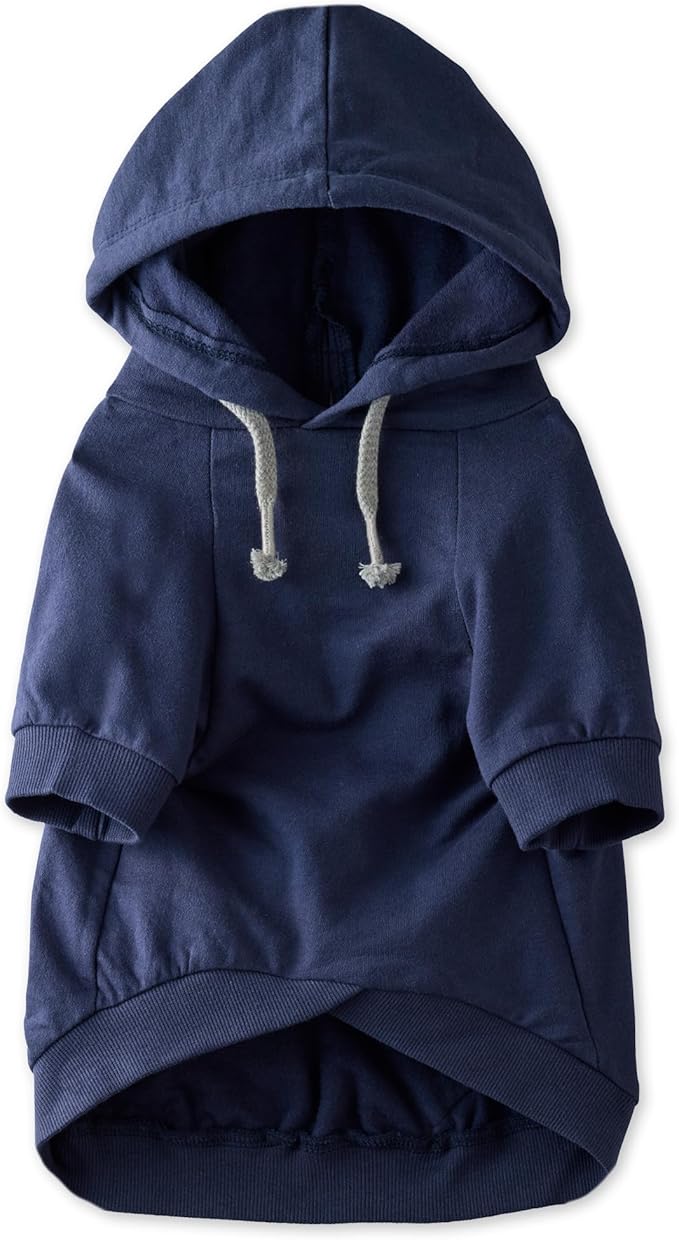 Rocky – The Orginal Lightweight Hooded TEE 100% Organic Cotton Dog Hoodie Pet Coat Sweater for Small, Medium, Large Dogs, Navy, X-Small