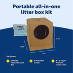 PetSafe Disposable Litter Box with Litter - Collapsible No-Mess Box with Reliable Leak-Proof Protection & Superior Odor Control - Includes 4.3 lb Bag Crystal Pebbles & 8 Disposable Scoops