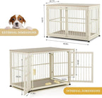 48" Rustic Heavy Duty Dog Crate Furniture for Extra Large Dogs, Decorative Pet House End Table, Wooden Cage Kennel Furniture Indoor, Double-Doors Sturdy Dog Cage