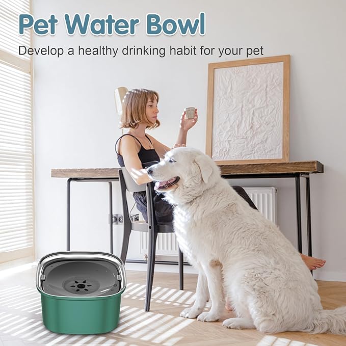 UPSKY 3L Dog Water Bowl 101oz Stainless Steel Dog Bowl No Spill Large Capacity Dog Food Water Bowl Slow Water Feeder, Spill Proof Pet Water Dispenser Vehicle Carried Travel Water Bowl for Dogs, Cats