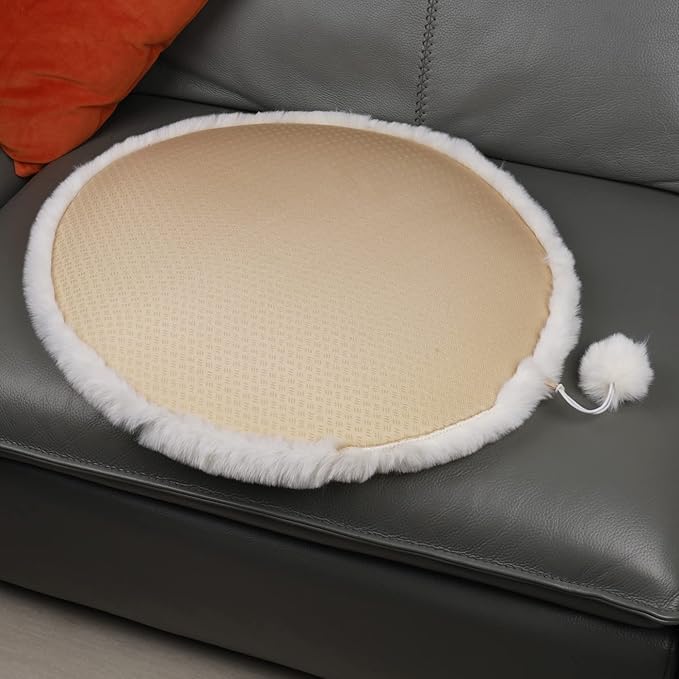 SHENGOCASE Round 20" Faux Rabbit Fur Cat Dog Bed Cushion Pad Mat, Cat Tree Tower Replacement Cushion Pad, Pad for Window Perch, Cat Dog Carrier House Cage Crate Kennel Furniture