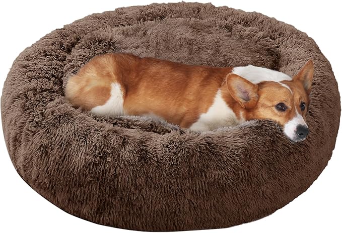 JOLLYVOGUE Dog Bed, Calming Anti-Anxiety Large Dog Bed, Fluffy Donut Cushion for Medium and Large Pets (27"/30"/36")