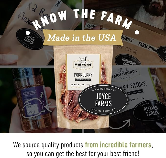 Farm Hounds - Pork Jerky - Premium Natural Jerky for Dogs - 100% Humanely Raised Pork - Break-to-Size - Great for Training & Treats - No Added Fillers - Made in USA - 3.5 oz - 1 Pack