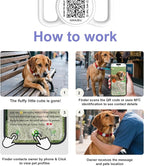 QR Code Dog Tag with NFC, Personalized Pet ID Tag, Silent Silicone Dog Tag, Modifiable Pet Online Profile, Multiple Emergency Contact, Scan QR Code Send GPS Location Email (Regular, White)