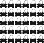 MECCANIXITY Bone Shaped Dog Tag Pet ID Tags, 38mmx25mm/1.5" x1 Metal Black Blank Dog Tags Cat Tags with Ring for Dog Cat, Pendant Crafts, Pack of 30