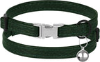 Leather Cat Collar with Buckle and Removable Bell - Non Breakaway Adjustable Soft Safety Small Pet Collars for Girl Boy Cats Kitten (Green)