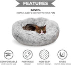 Whiskers & Friends Cat Bed, Cat Beds for Indoor Cats Washable, Orthopedic Soft Fluffy Round Calming Pet Bed for Small to Large Kitty Kittens & Dogs, Small Dog Beds & Furniture