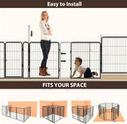 mestyl Dog Play Pen Indoors, Heavy Duty Metal Puppy Playpen, Portable Dog Exercise Pen Temporary Pet Fence with 2 Gate, 32" Height 16 Panels Foldable Dog Kennel for Large/Medium/Small Dogs