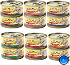 Fussie Cat Super Premium Canned Cat Wet Food - 12 Pack Cans Variety Bundle Pack W/HS Pet Food Bowl - (6 Flavors