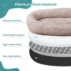 JOLLYVOGUE Human Dog Bed for Adults and Pets, Ultra-Soft Plush Giant Dog Bed with Egg Crate Foam, Non-Slip Base, and Machine Washable Cover - Ideal for Relaxation and Napping, Brown
