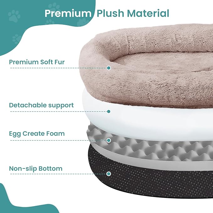 JOLLYVOGUE Human Dog Bed for Adults and Pets, Ultra-Soft Plush Giant Dog Bed with Egg Crate Foam, Non-Slip Base, and Machine Washable Cover - Ideal for Relaxation and Napping, Brown