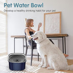 UPSKY 3L Dog Water Bowl 101oz Stainless Steel No Spill Large Capacity Dog Food Water Bowl Slow Water Feeder, Spill Proof Pet Water Dispenser Vehicle Carried Travel Water Bowls