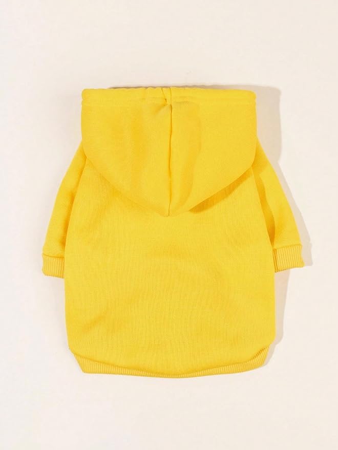 QWINEE Basic Dog Hoodie Sweatshirt Puppy Sweater Warm Cat Costumes Pet Clothes for Chihuahua Puppy Kitten Small Medium Dogs Yellow Small