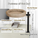 Cat Bed for Desk, Perfect Desk Pet Nest Cat Bed for Indoor Cats Height Adjustable Cat Desk Bed Max Load 50 LBS Comfortable Pet Bed for Kitty with 360° Rotating (Brown)