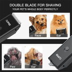 2-in-1 Professional Dog Grooming Kit - Low Noise, Waterproof, USB Rechargeable, and Safe Ceramic Blade - Gift for Dogs and Cats (Black)