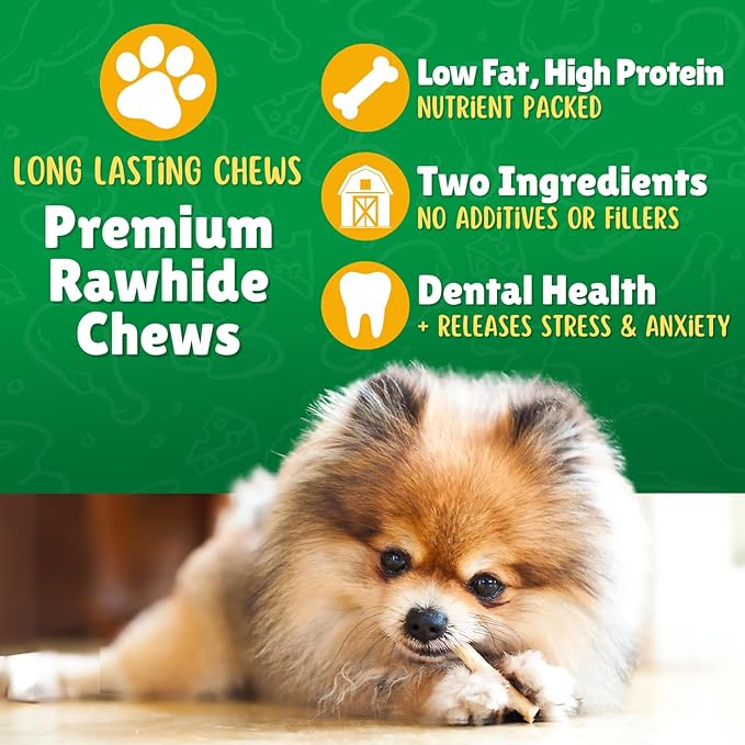Chicken Wrapped Rawhide Dog Treats for Toy Dogs Under 25 lbs. – 150ct. Rawhide Chew Sticks – Limited Ingredient Long Lasting Chews Made in The USA with Natural Chicken and Beef Hide Twists