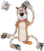 Squeaky Dog Toys Interactive Durable Rope-Infused Lion Shape Puppy Chew Toys for Small, Medium and Big Dogs