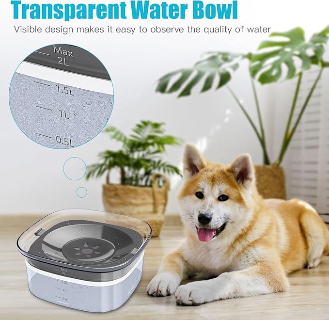 UPSKY 70oz Dog Water Bowl 2L No Spill Dog Bowl Large Capacity Spill Proof Slow Water Feeder, No Splash Dog Bowl Pet Water Dispenser Vehicle Carried Travel Slow Drinking Bowl for Messy Drinkers, Cats